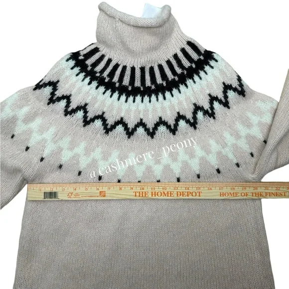 A.L.C. Pink Ruby Fair Isle Turtleneck Oversized Sweater